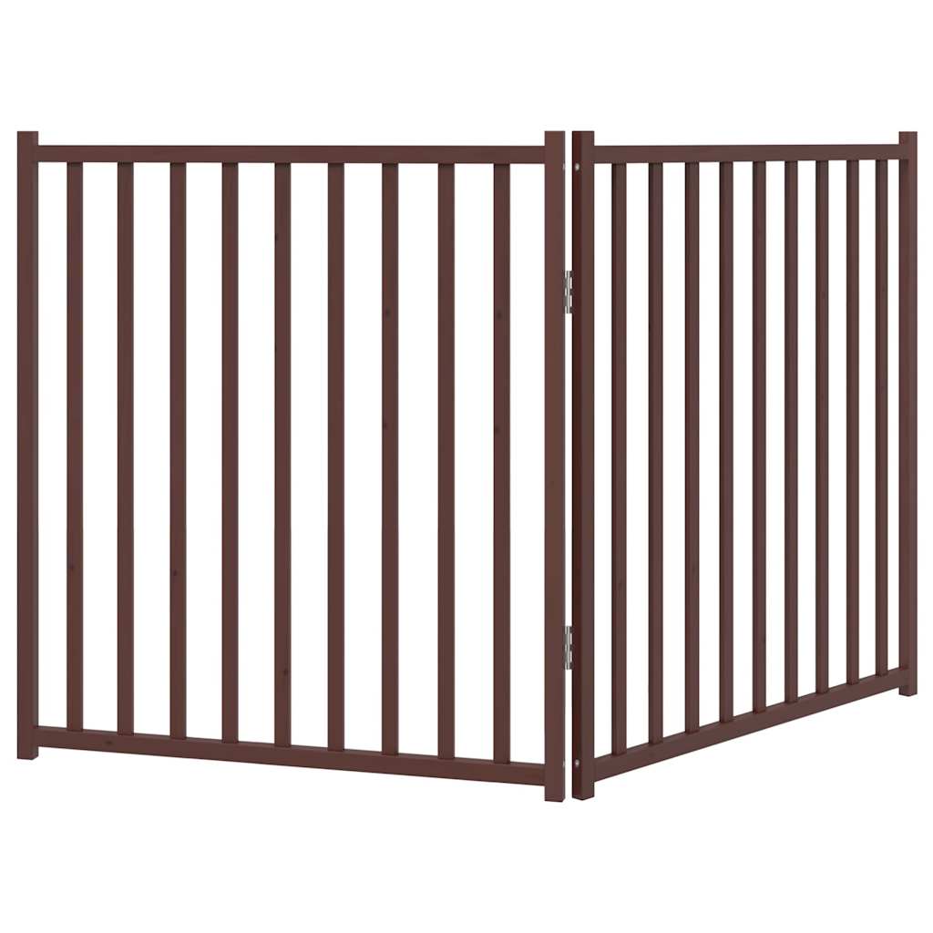vidaXL Dog Gate Foldable 2 Panels Brown Oak 160 cm Solid Wood Fir 6