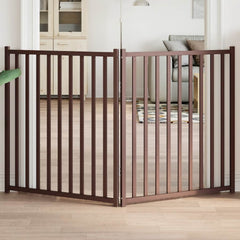 vidaXL Dog Gate Foldable 2 Panels Brown Oak 160 cm Solid Wood Fir 1