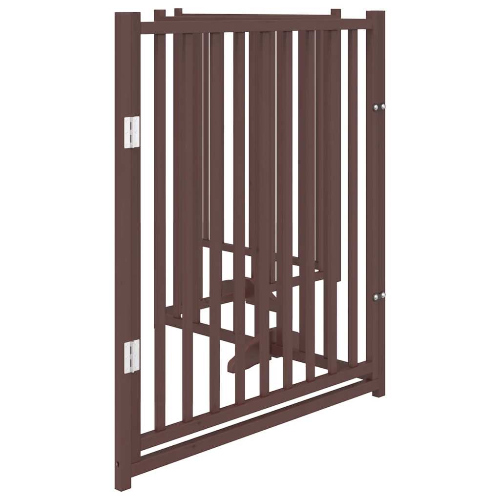 vidaXL Dog Gate with Door Foldable 4 Panels Brown Oak 320 cm Solid Wood Fir 5