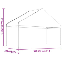 Gazebo with Roof White Polyethylene 5.88 m 2.23 m
