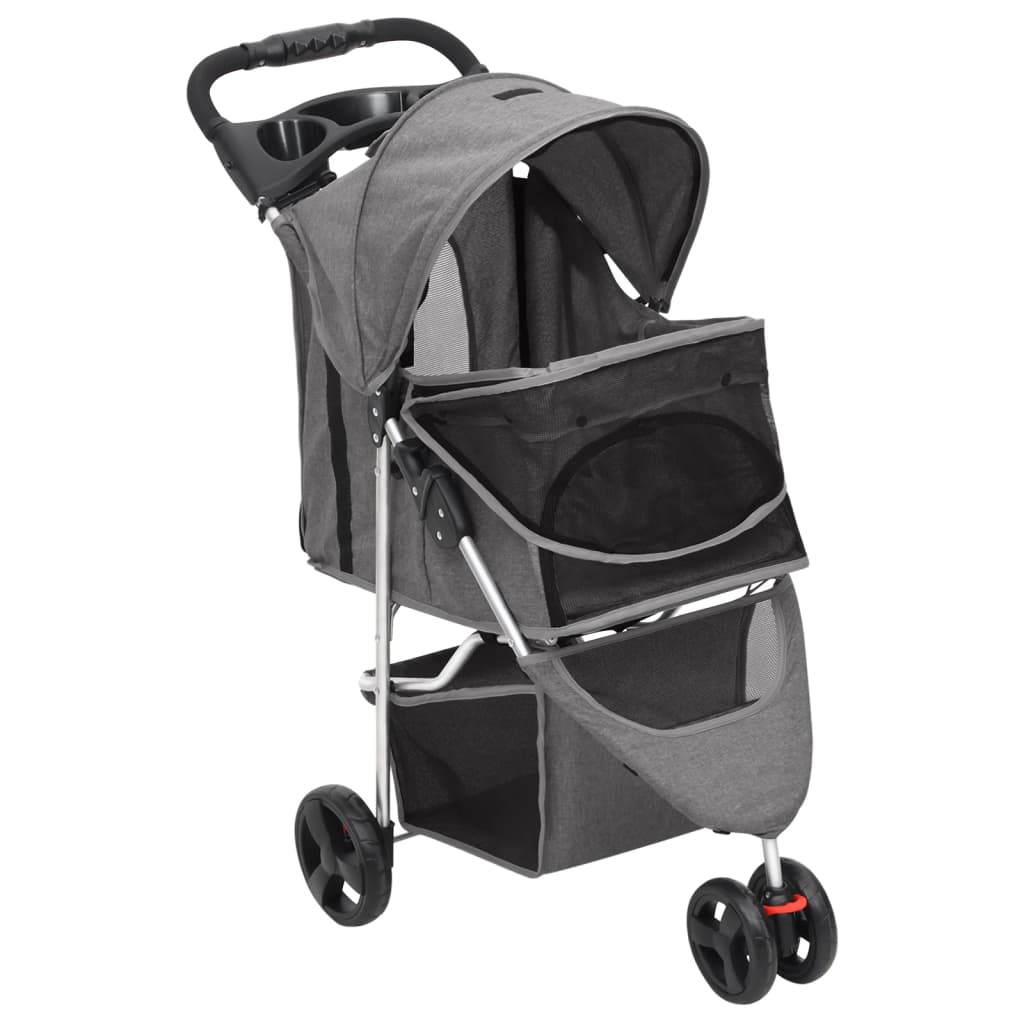 Folding Dog Stroller 80x46x98 cm Oxford Fabric Grey