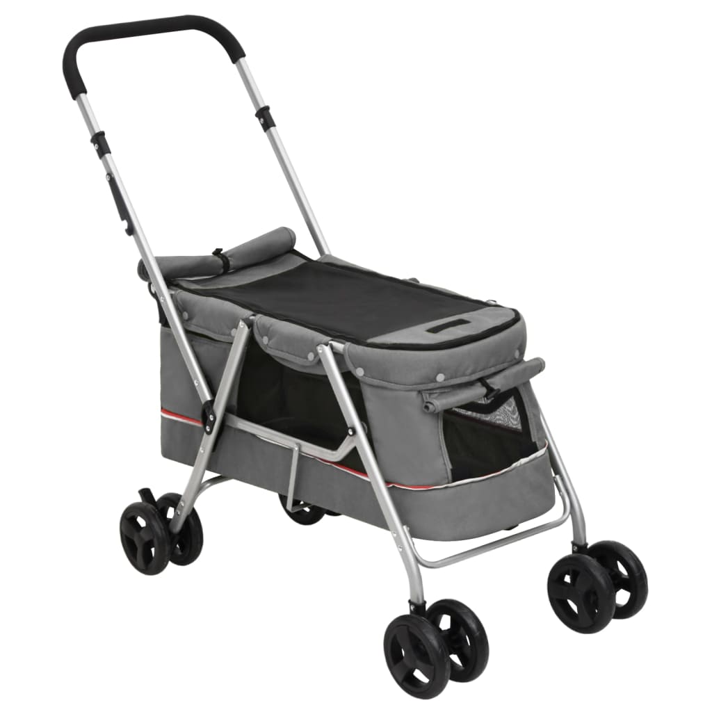 Folding Dog Stroller 100x49x96 cm Linen Fabric Grey