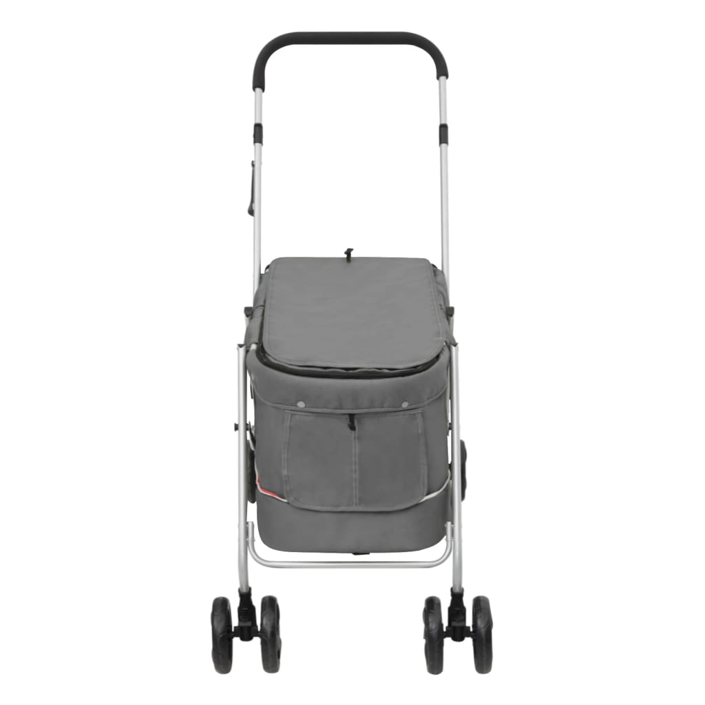 Folding Dog Stroller 100x49x96 cm Linen Fabric Grey