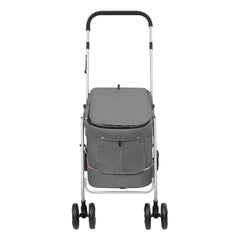 Folding Dog Stroller 100x49x96 cm Linen Fabric Grey