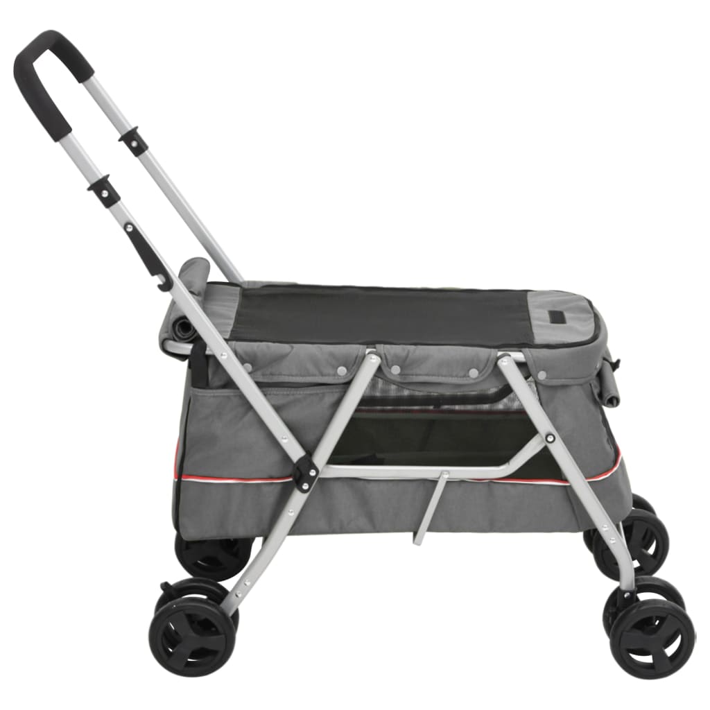Folding Dog Stroller 100x49x96 cm Linen Fabric Grey