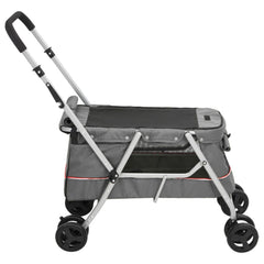 Folding Dog Stroller 100x49x96 cm Linen Fabric Grey