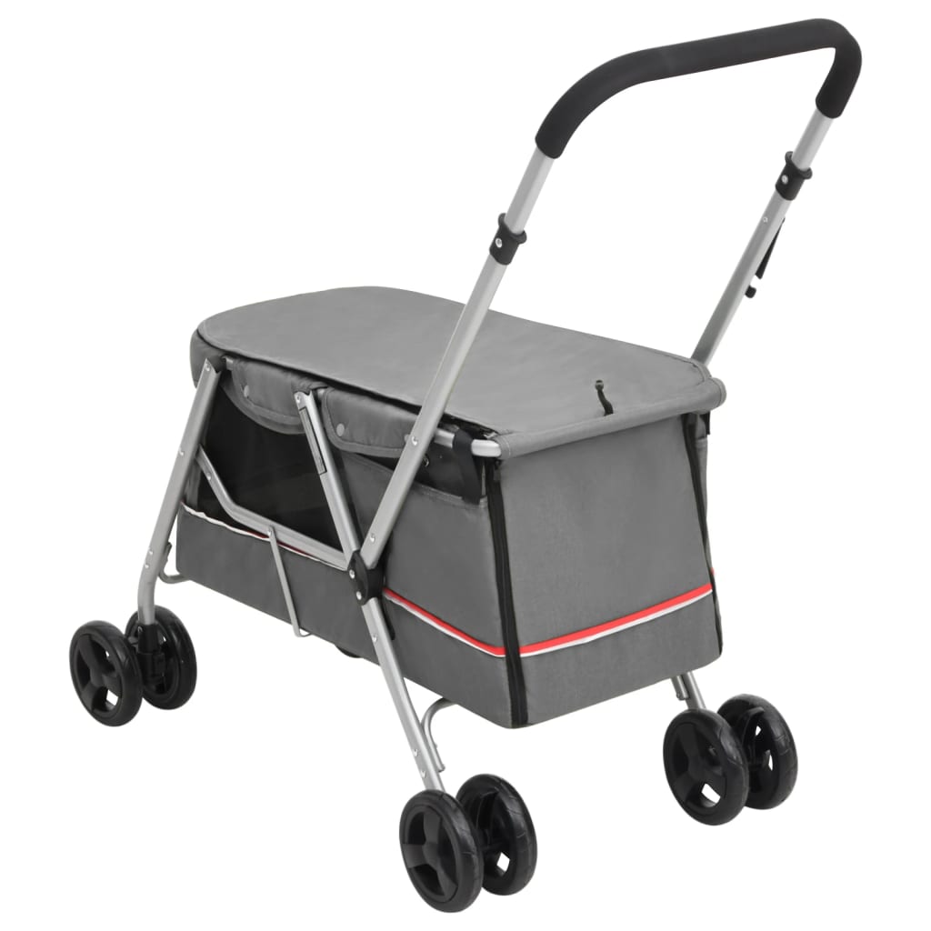 Folding Dog Stroller 100x49x96 cm Linen Fabric Grey