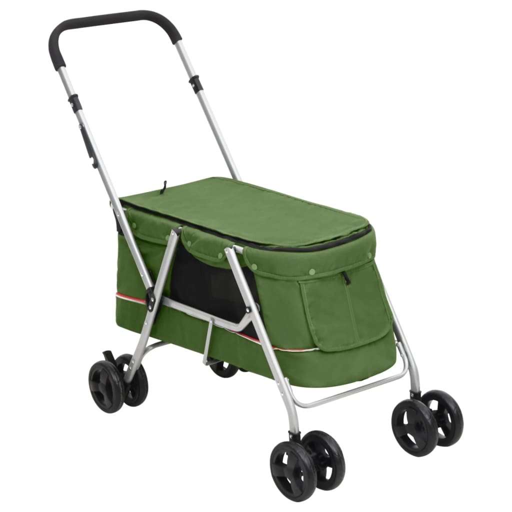 Folding Dog Stroller 100x49x96 cm Linen Fabric Green
