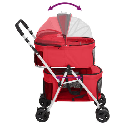 2-Layers Folding Dog Stroller Red 83x48x97 cm Oxford Fabric