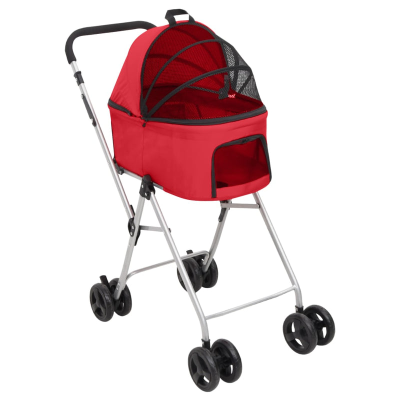 2-Layers Folding Dog Stroller Red 83x48x97 cm Oxford Fabric