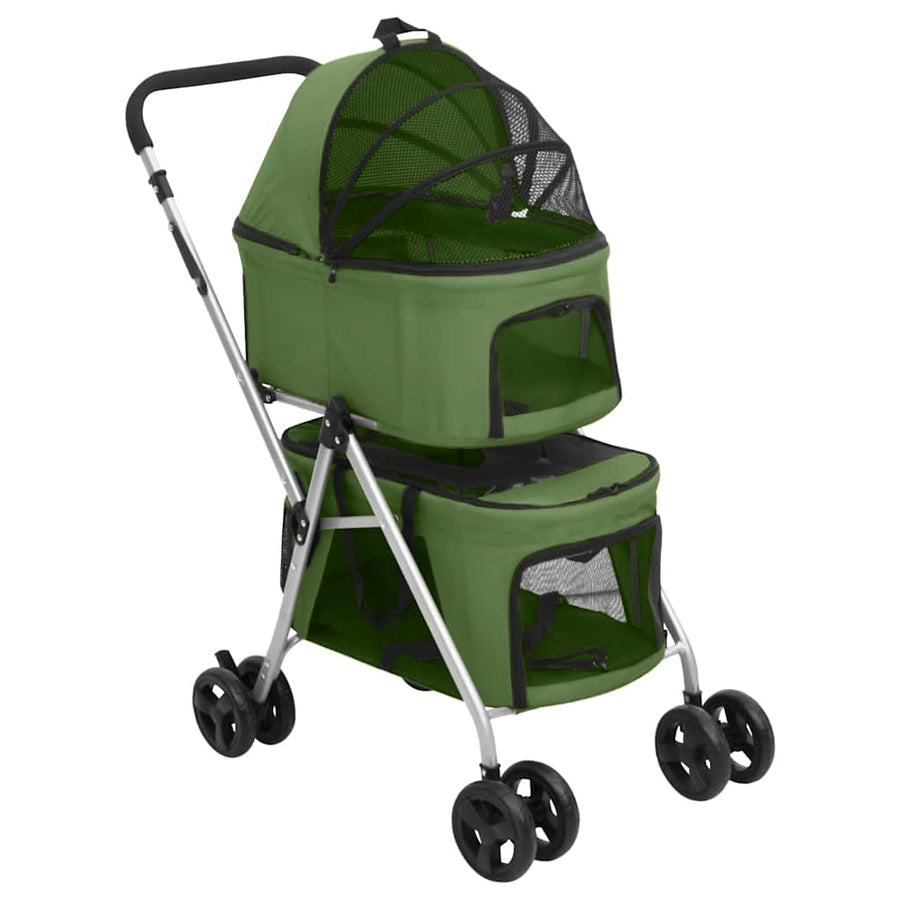 2-Layers Folding Dog Stroller 83x48x97 cm Oxford Fabric Green