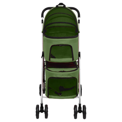 2-Layers Folding Dog Stroller Green 83x48x97 cm Oxford Fabric