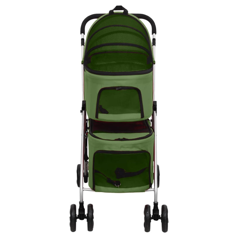 2-Layers Folding Dog Stroller Green 83x48x97 cm Oxford Fabric