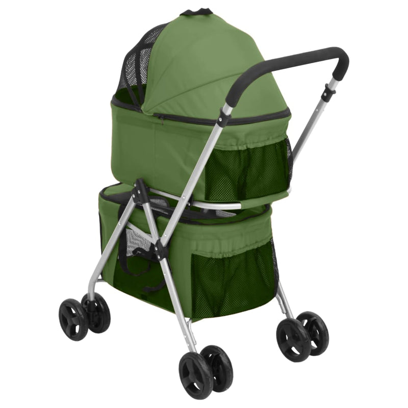 2-Layers Folding Dog Stroller Green 83x48x97 cm Oxford Fabric