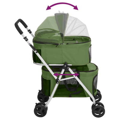 2-Layers Folding Dog Stroller Green 83x48x97 cm Oxford Fabric