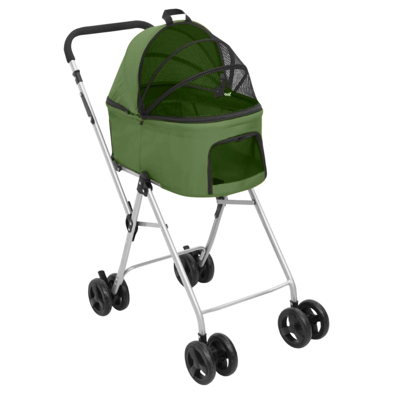 2-Layers Folding Dog Stroller Green 83x48x97 cm Oxford Fabric