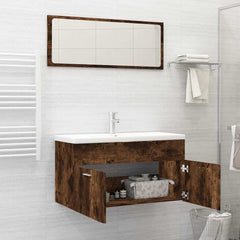 vidaXL 2 Piece Bathroom Furniture Set Smoked Oak Engineered Wood 3