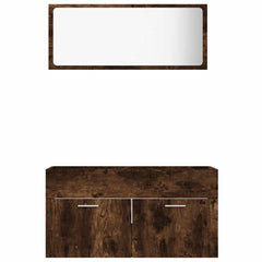 vidaXL 2 Piece Bathroom Furniture Set Smoked Oak Engineered Wood 5