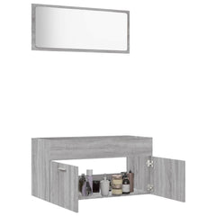 vidaXL 2 Piece Bathroom Furniture Set Grey Sonoma Engineered Wood 4