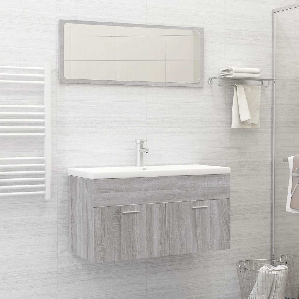 vidaXL 2 Piece Bathroom Furniture Set Grey Sonoma Engineered Wood 1