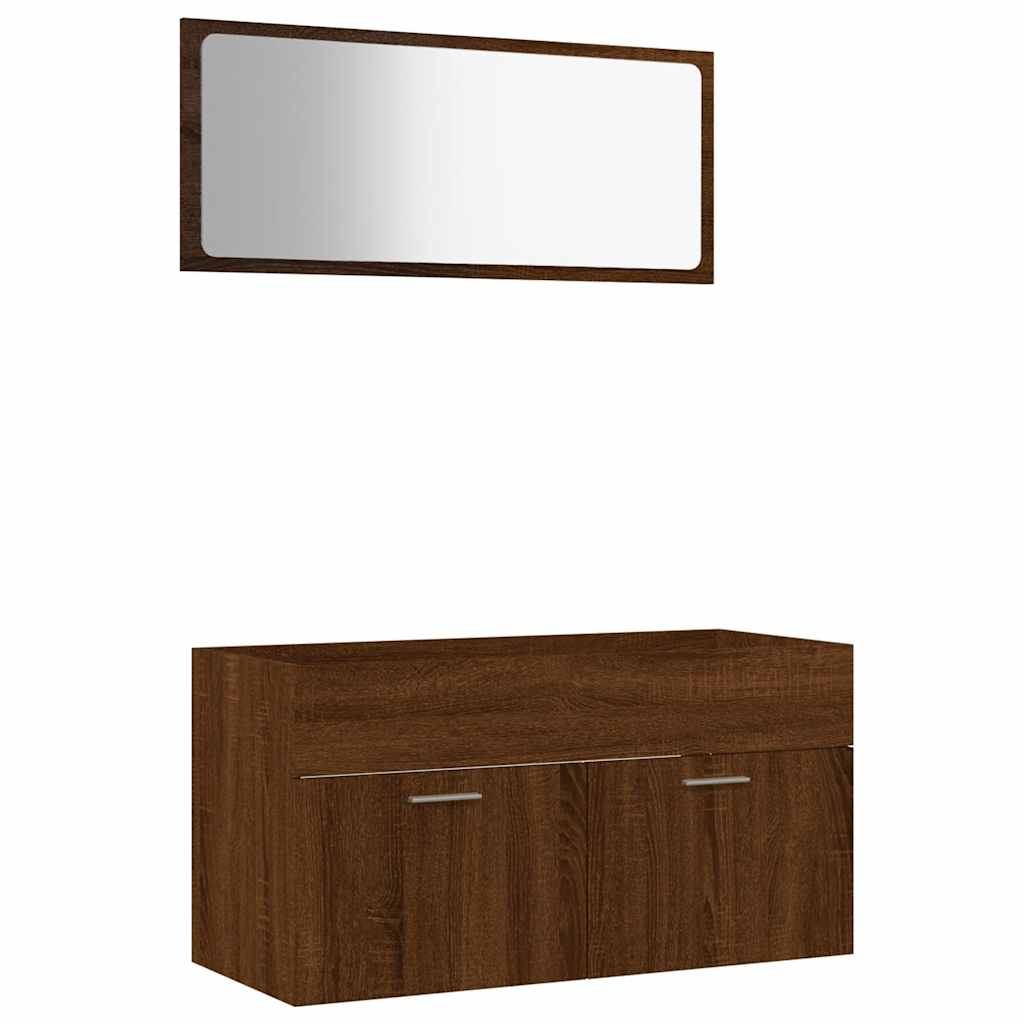 vidaXL 2 Piece Bathroom Furniture Set Brown Oak Engineered Wood 2