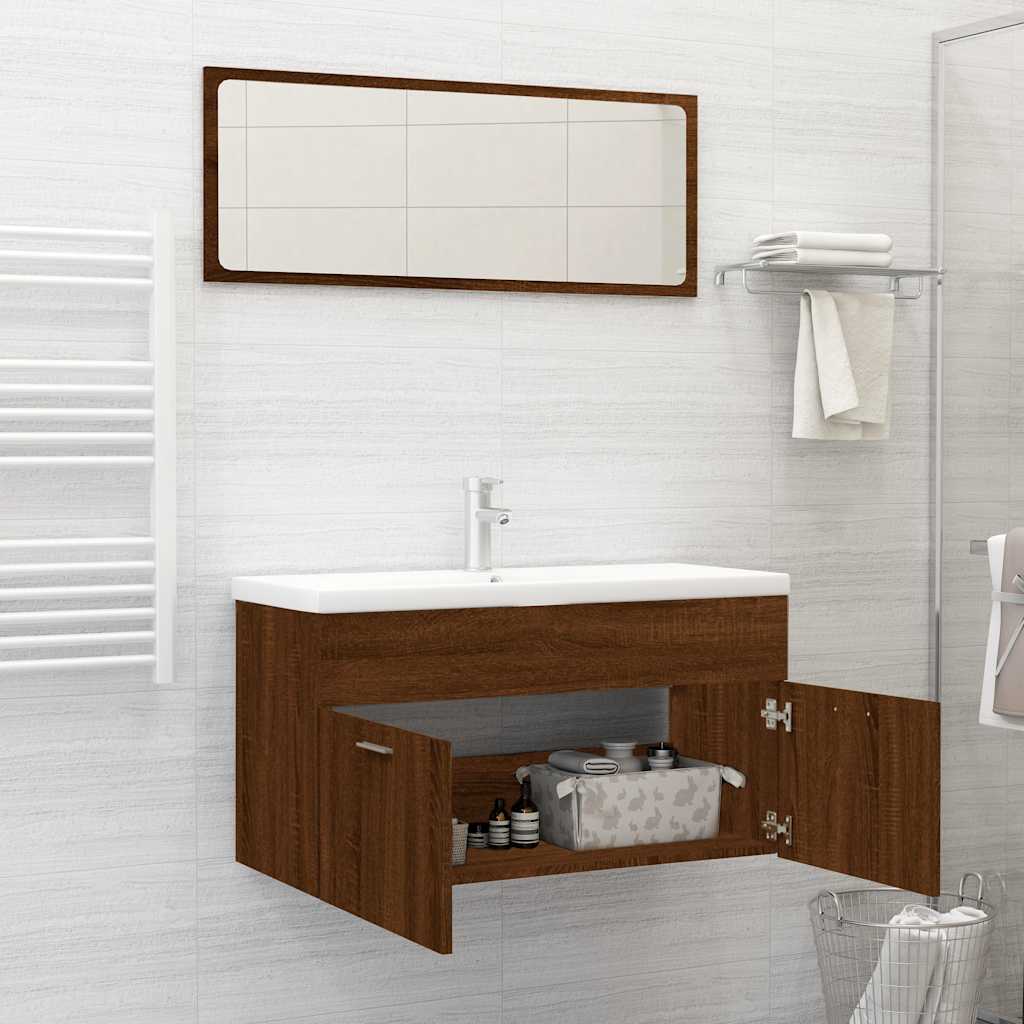 vidaXL 2 Piece Bathroom Furniture Set Brown Oak Engineered Wood 3