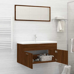 vidaXL 2 Piece Bathroom Furniture Set Brown Oak Engineered Wood 3