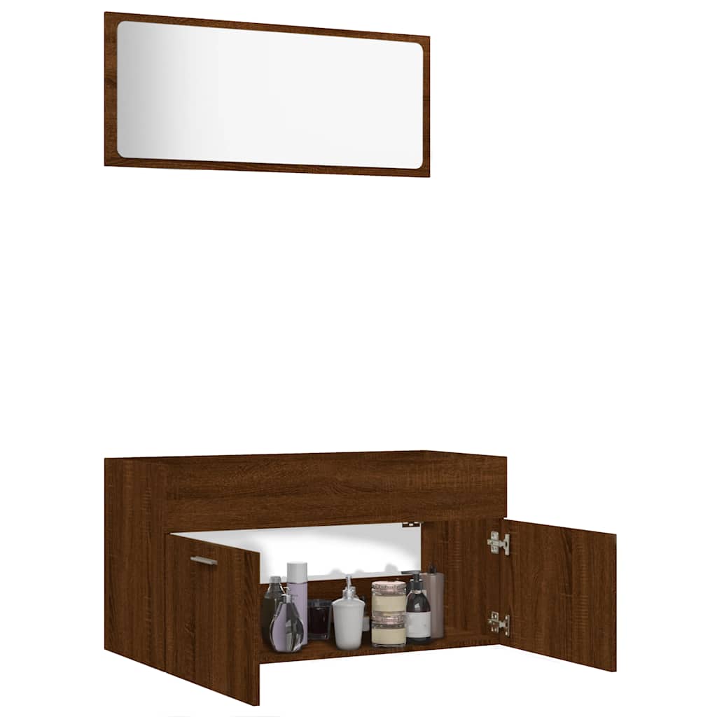 vidaXL 2 Piece Bathroom Furniture Set Brown Oak Engineered Wood 4