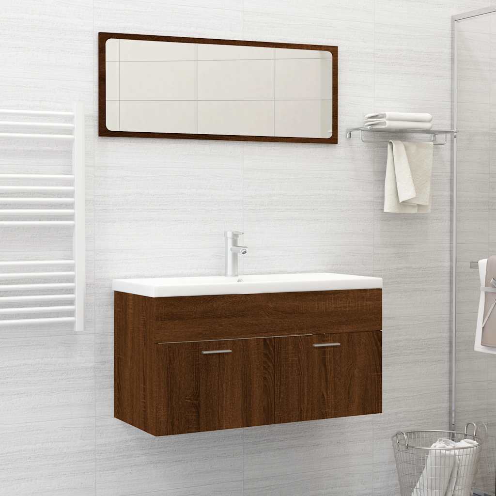 vidaXL 2 Piece Bathroom Furniture Set Brown Oak Engineered Wood 1