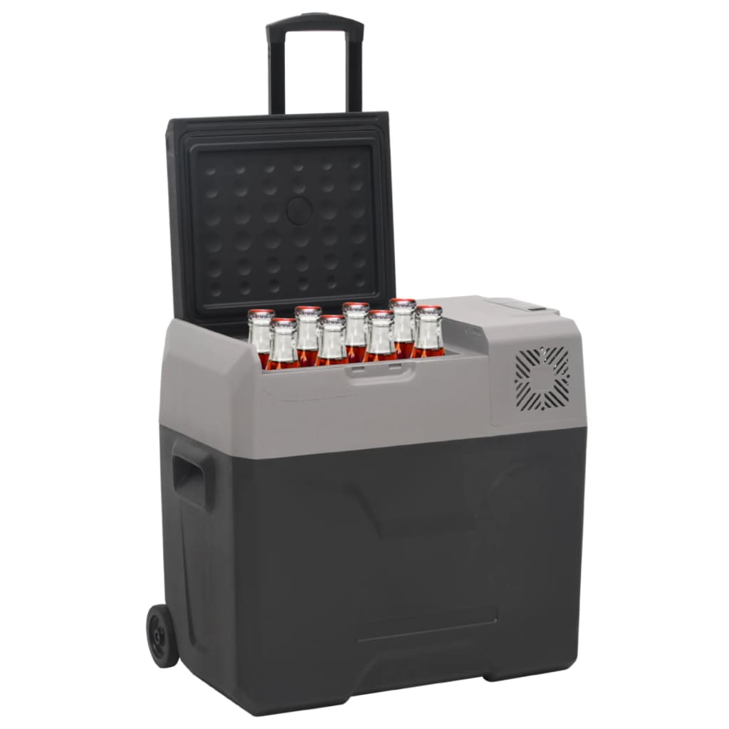 vidaXL Cool Box with Wheel and Handle Black&Grey 30 L Polypropylene 2