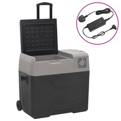 vidaXL Cool Box with Wheel and Adapter Black&Grey 30 L Polypropylene 1