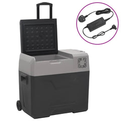 vidaXL Cool Box with Wheel and Adapter Black&Grey 40 L Polypropylene 1