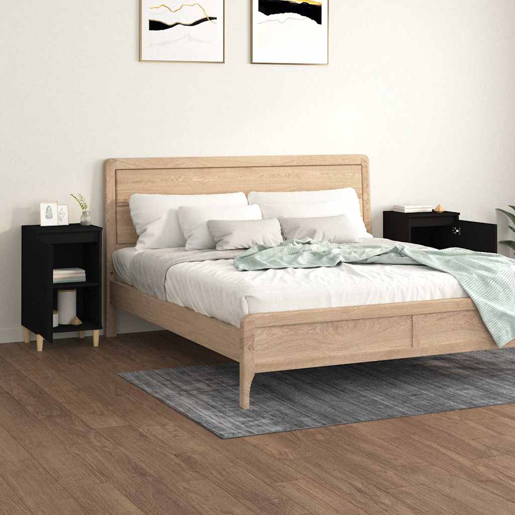 vidaXL Bedside Cabinets 2 pcs Black 40x35x70 cm Engineered Wood 3