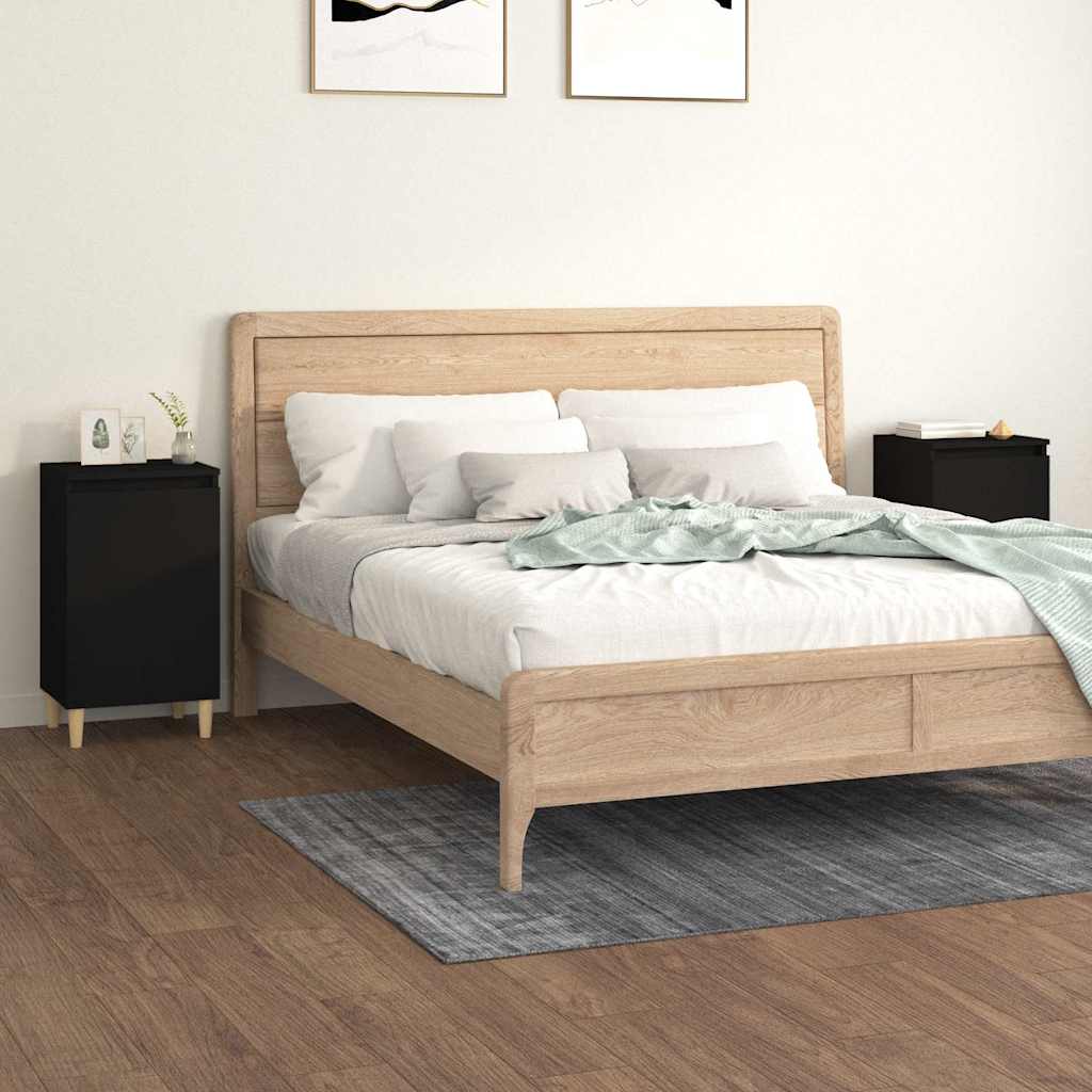 vidaXL Bedside Cabinets 2 pcs Black 40x35x70 cm Engineered Wood 1