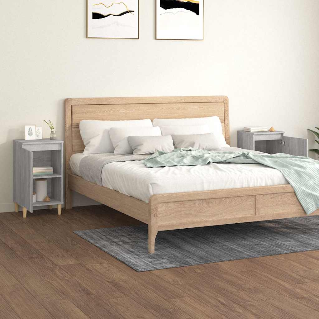 vidaXL Bedside Cabinets 2 pcs Grey Sonoma 40x35x70 cm Engineered Wood 3