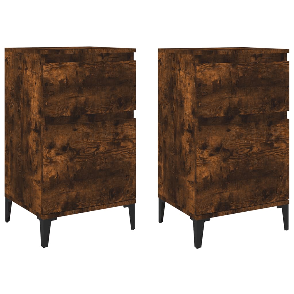 vidaXL Bedside Cabinets 2 pcs Smoked Oak 40x35x70 cm 2