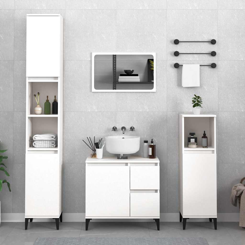 Bathroom Cabinet 30x30x190 cm Engineered Wood White