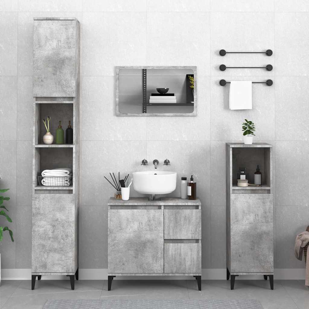 Bathroom Cabinet 30x30x190 cm Engineered Wood Concrete grey