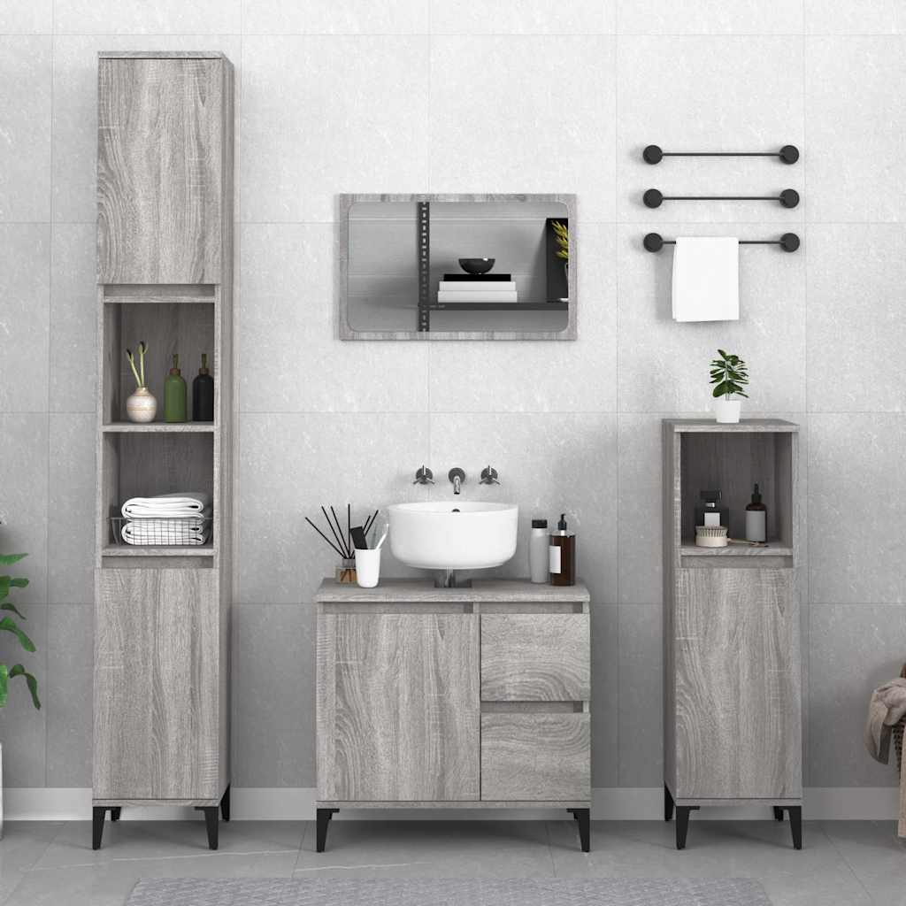 Bathroom Cabinet 30x30x190 cm Engineered Wood Grey sonoma