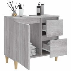 vidaXL Bathroom Cabinet | Grey sonoma | Engineered wood, solid eucalyptus wood 4