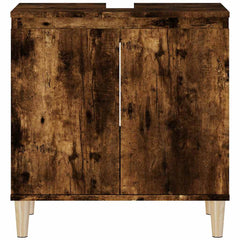 vidaXL Sink Cabinet | Smoked oak | Engineered wood and solid eucalyptus wood 6