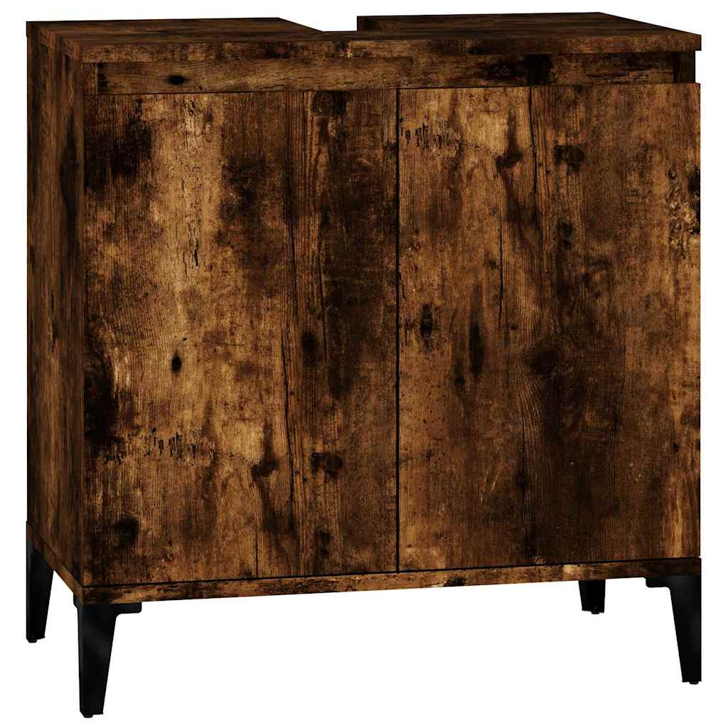 vidaXL Sink Cabinet Smoked Oak 58x33x60 cm Engineered Wood 2