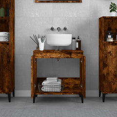 vidaXL Sink Cabinet Smoked Oak 58x33x60 cm Engineered Wood 3