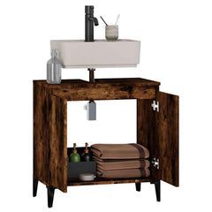 vidaXL Sink Cabinet Smoked Oak 58x33x60 cm Engineered Wood 5