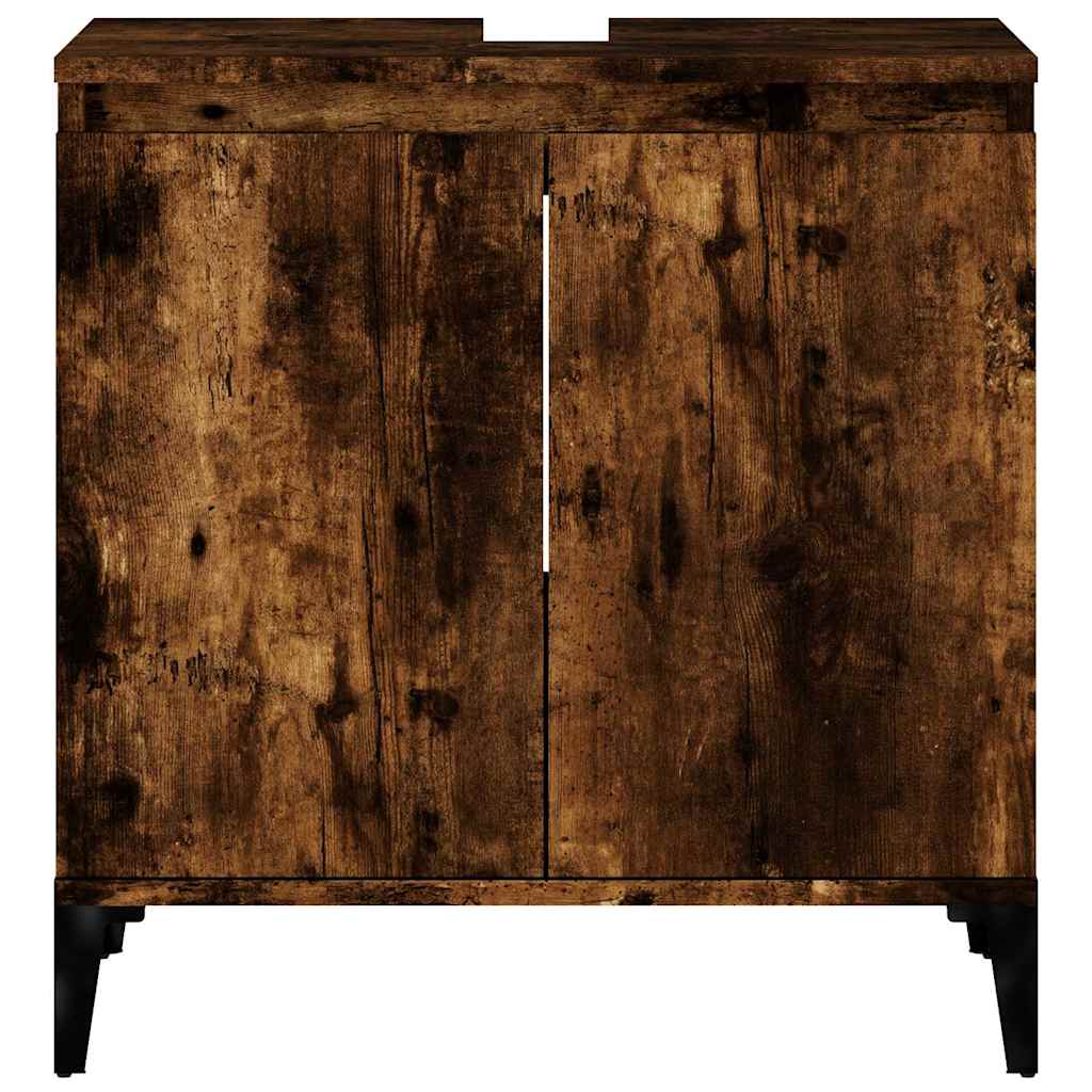 vidaXL Sink Cabinet Smoked Oak 58x33x60 cm Engineered Wood 6