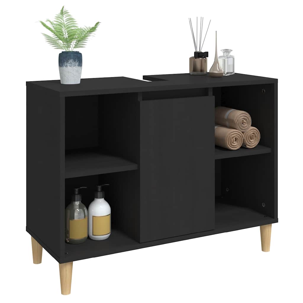 vidaXL Sink Cabinet Black 80x33x60 cm Engineered Wood 4