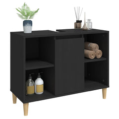 vidaXL Sink Cabinet Black 80x33x60 cm Engineered Wood 4