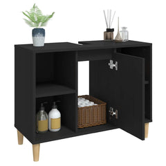 vidaXL Sink Cabinet Black 80x33x60 cm Engineered Wood 5