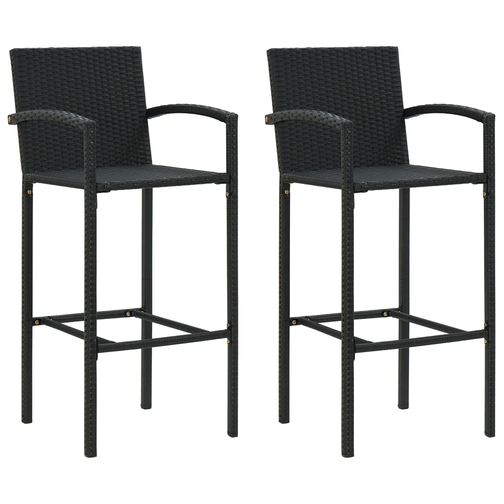 Bar Stools Poly Rattan Black 2