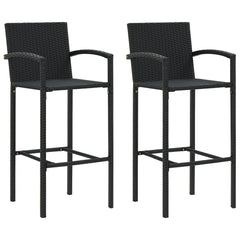 Bar Stools Poly Rattan Black 2